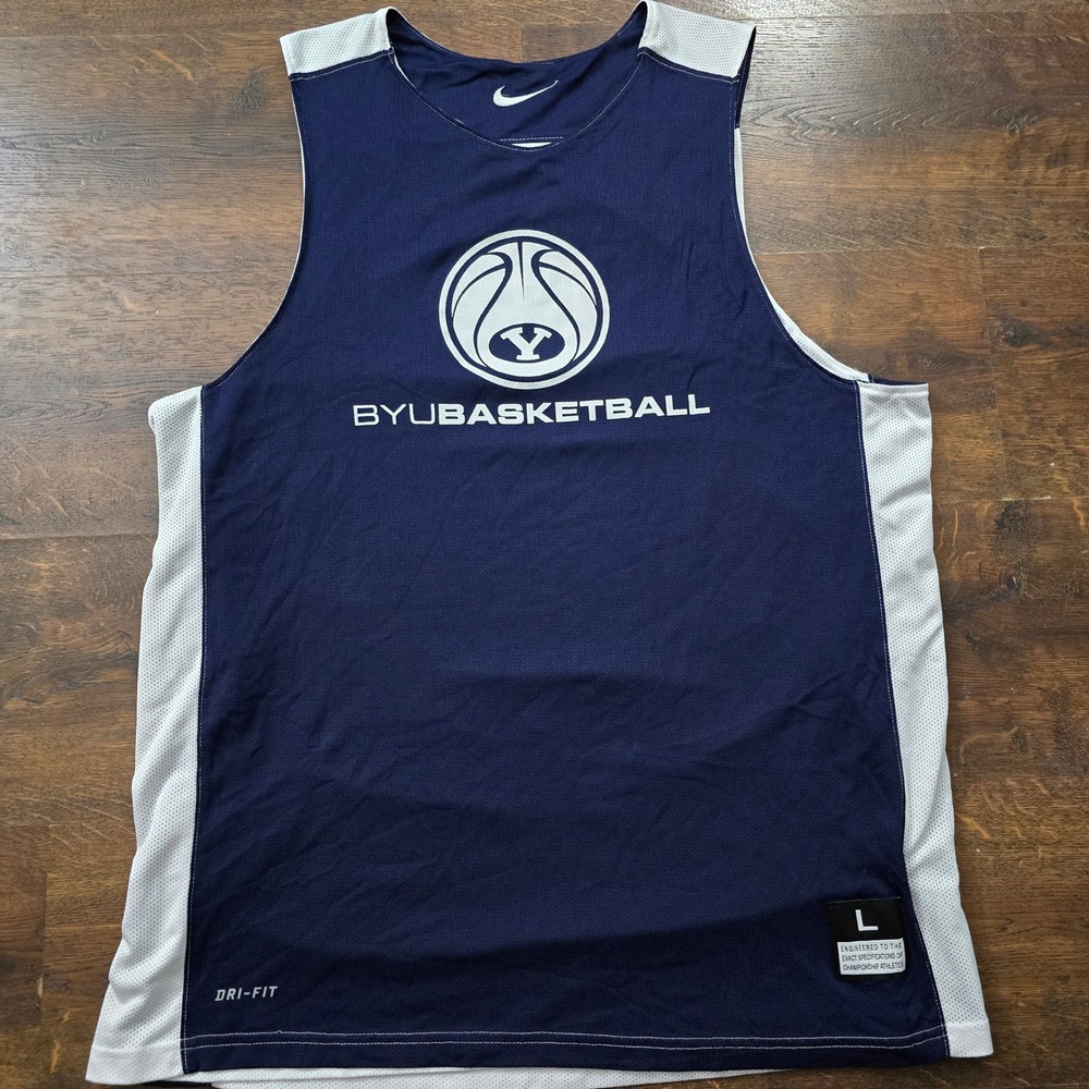 Nike BYU Basketball Reversible‎ Practice Jersey Mens Large Navy White Dri-FIT L